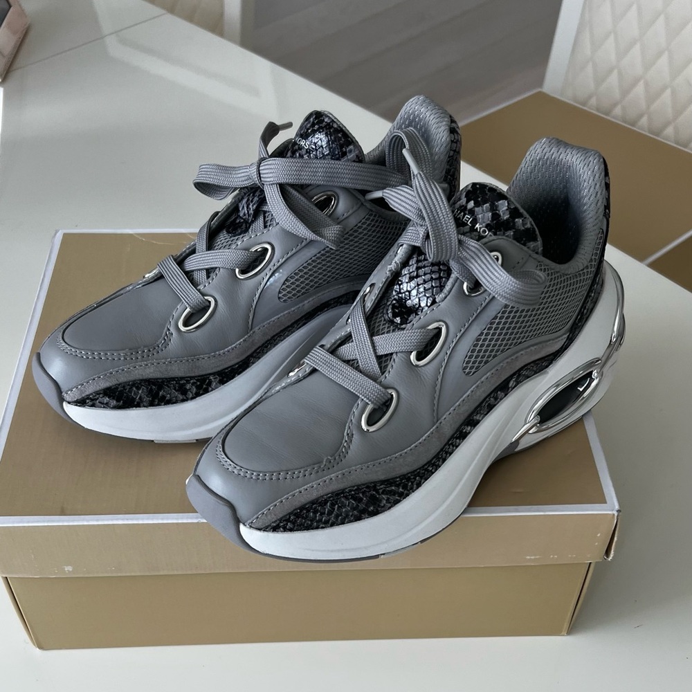 MICHAEL KORS Toni Mixed-Media Leather Trainer Size 6,5 - Picture 9 of 13